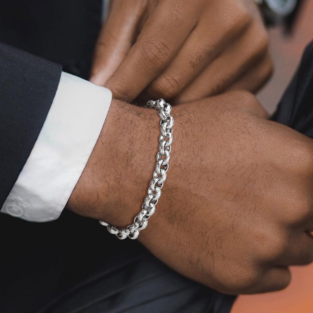 Vnox Punk Drachenschuppen Rolo Kette Armbänder Für Männer Jugendliche Jungen, Schlangenstrukturierte Edelstahl Glieder Armband Schmuck Geschenk