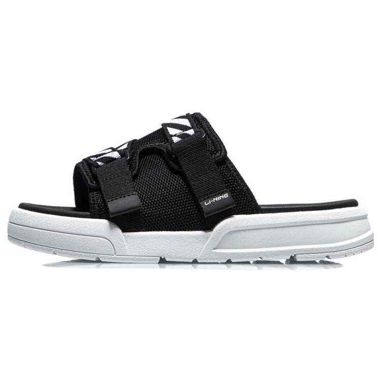 (WMNS) Li-Ning Fashion Slides Black White Women s AGAR014-1 EU 37⅔