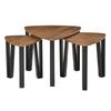Nest of Tables, Coffee Table Set of 3, Triangle Nesting Tables with Metal Legs, Industrial End Side Table for Living Room, Walnut Wood Grain