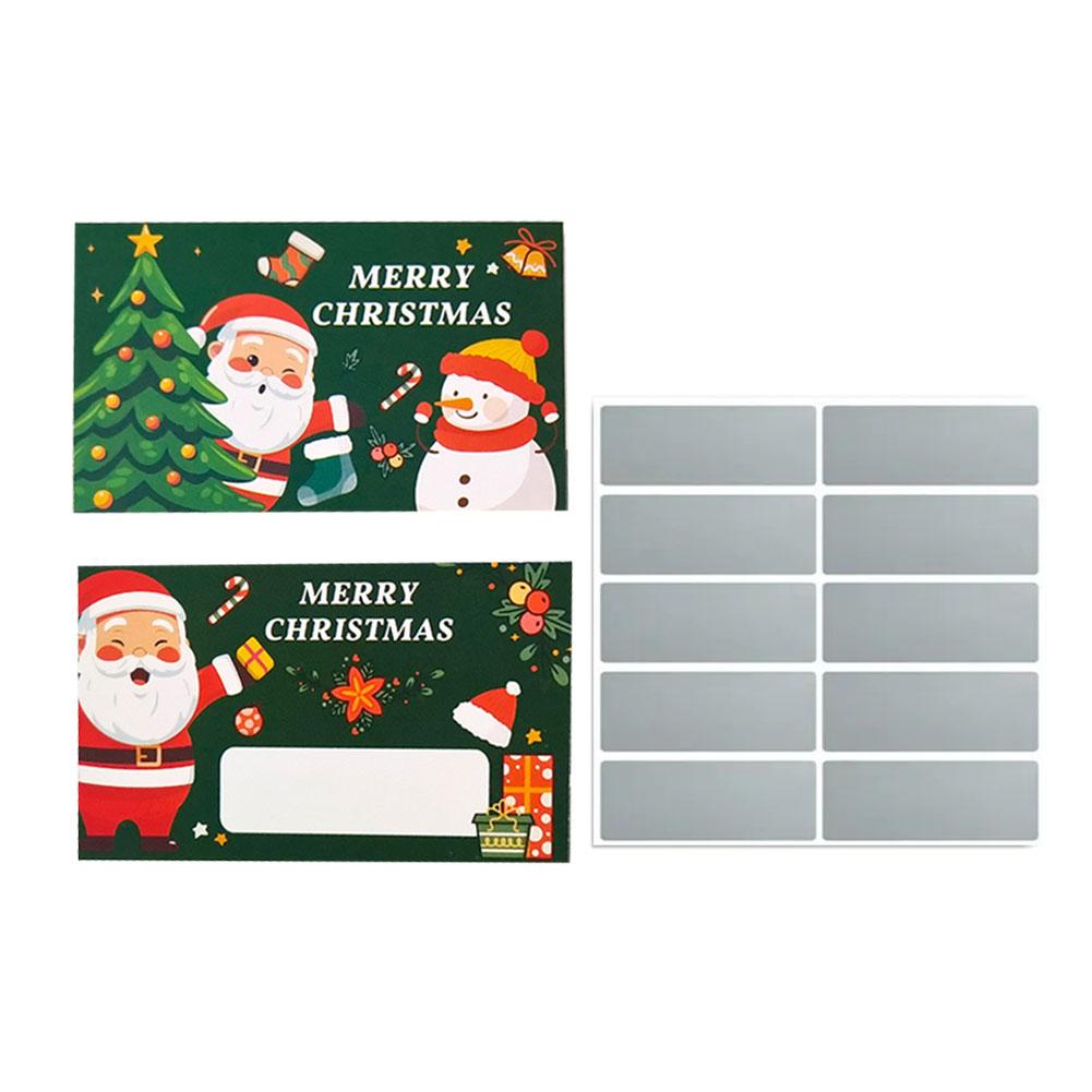 10pcs Christmas Scratch Cards Set DIY Gift Vouchers with Santa Claus & Tree Designs Party Favors DIY Games Supplies Gift Voucher