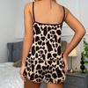 New Women's Leopard Print Printed Suspender Top and Elastic Waist Shorts Women's Sexy Casual Home Summer Pajama Set