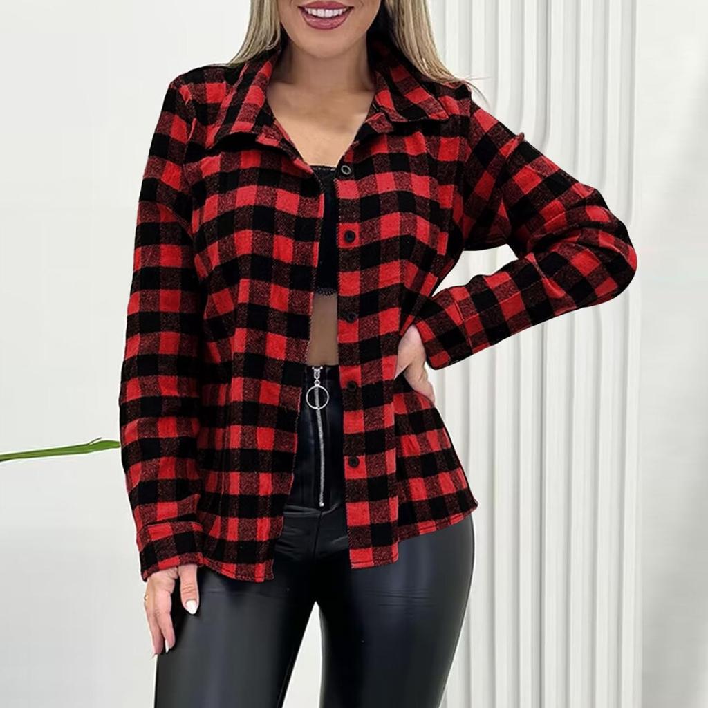 Women's Shirt Long Sleeve Buttons Up Jacke With Pocket