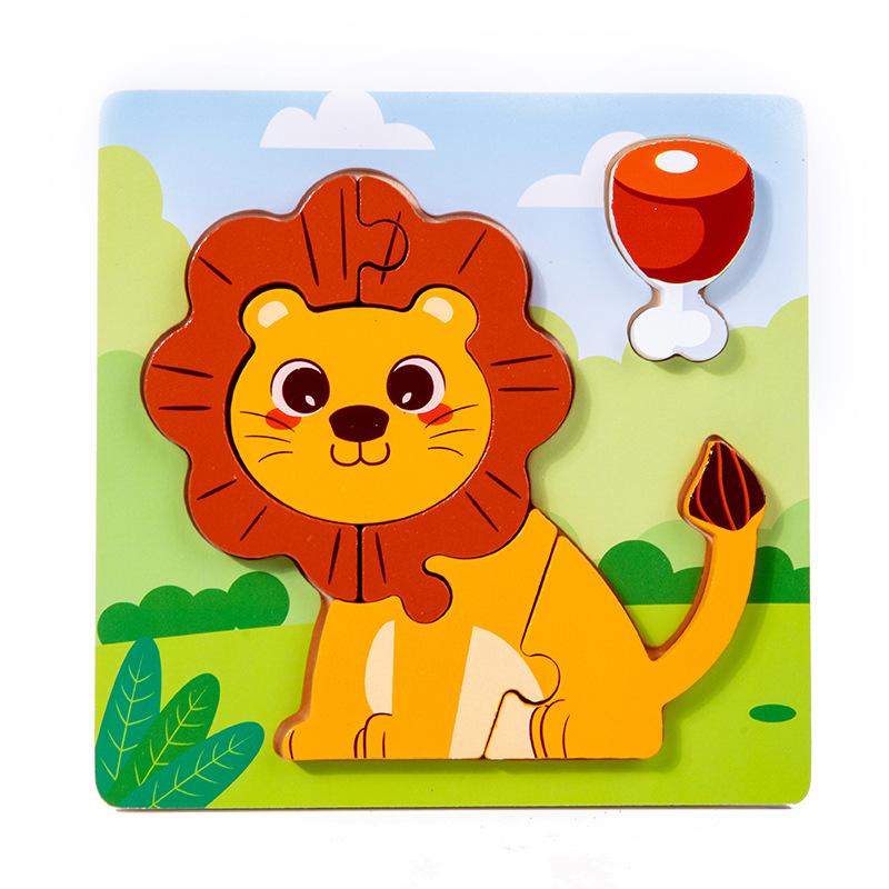 Holz Kinder 3-6 Jahre alt Cartoon dreidimensionales Puzzle Früherziehung Tier Lebensmittelpaarung Früherziehung Lernspielzeug