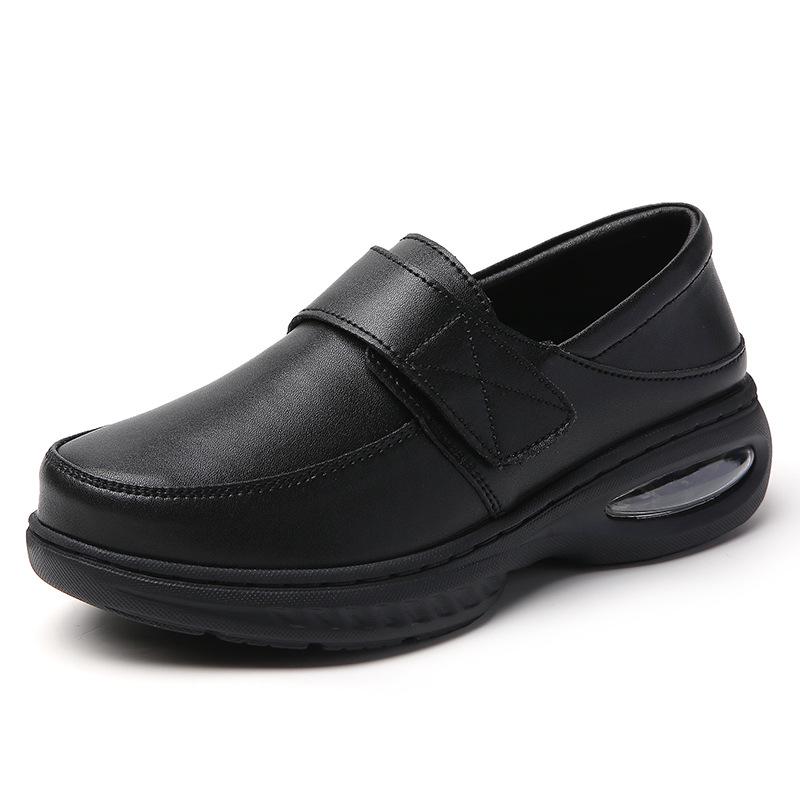 Women's Soft Sole Breathable Nurse Shoes - Genuine Leather, Non-Slip Air Cushion, Thick Sole, Comfortable & Durable for Long Wear.