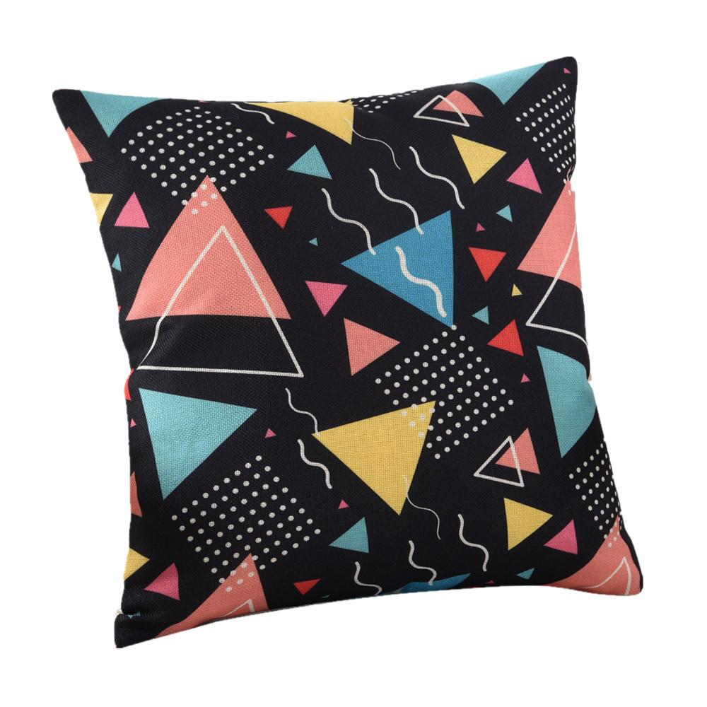 45x45cm Vintage Geometric Printed Sofa Cushion Cover Cotton Linen Home Chair Seat Waist Throw Pillowcase
