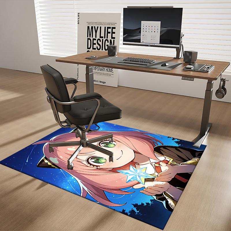 1pc Neko Atsume Cat Star Office Chair Mat - Anime Cartoon Design, Non-Slip Carpet for Home Decor, Suitable for All Seasons, Perfect Gift for Anime Lov