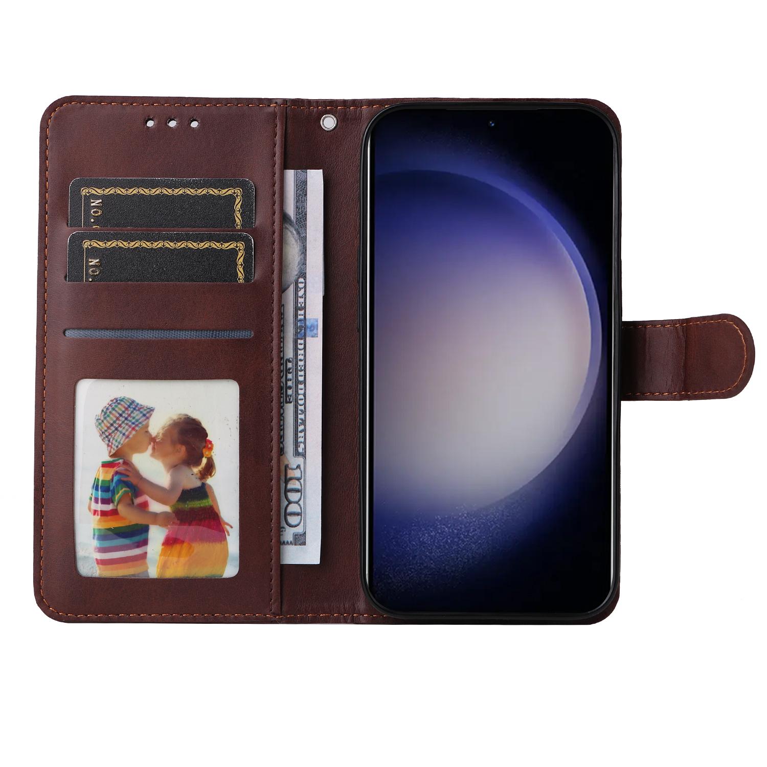 

For Samsung Galaxy S25+ Case Wallet PU Leather Folio Flip Phone Cover Brown