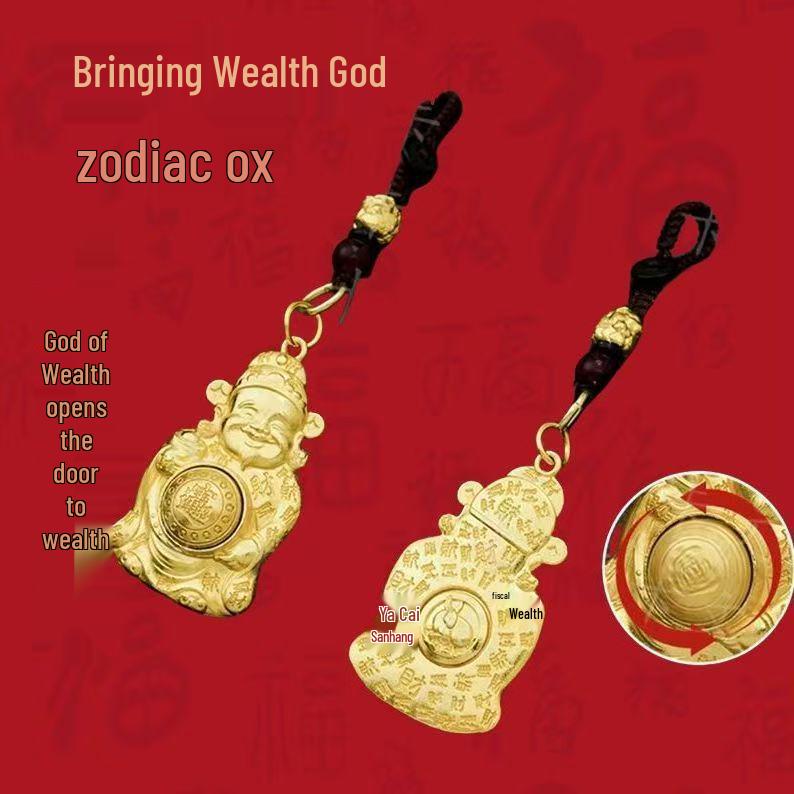 

2025 Year of the Snake Pixiu Zodiac Keychains - Rotating God of Wealth Metal Pendants