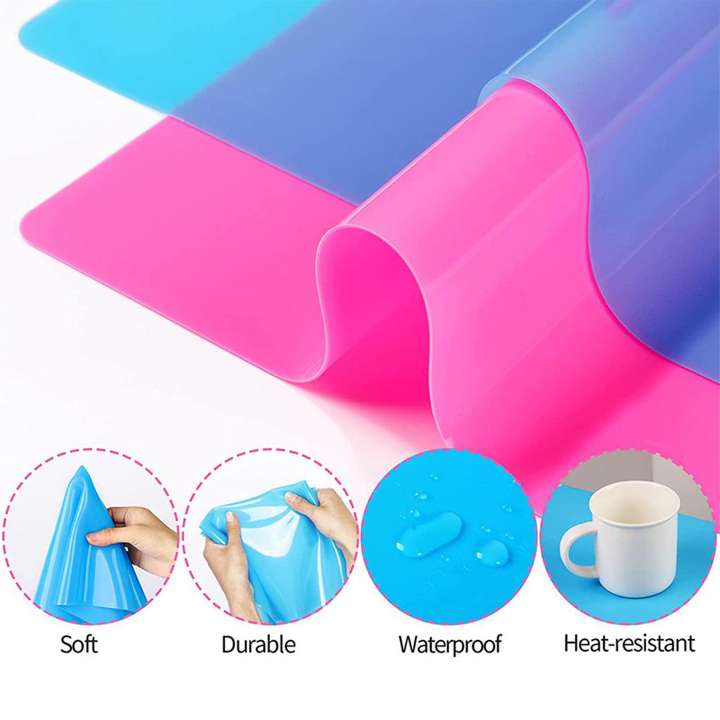 Silikonmatte for Håndverk Baking Kjøkkenbenk Resinformer Varmebestandig Ark Bordbrikke Blå