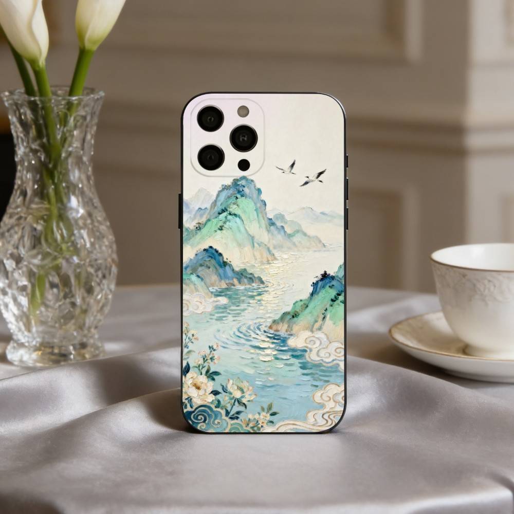 C-Chinese-E l-landscape-E Phone Case For iPhone 17pro, 16,15,14,13,12,11 X XR Plus,Others Soft Black Cover