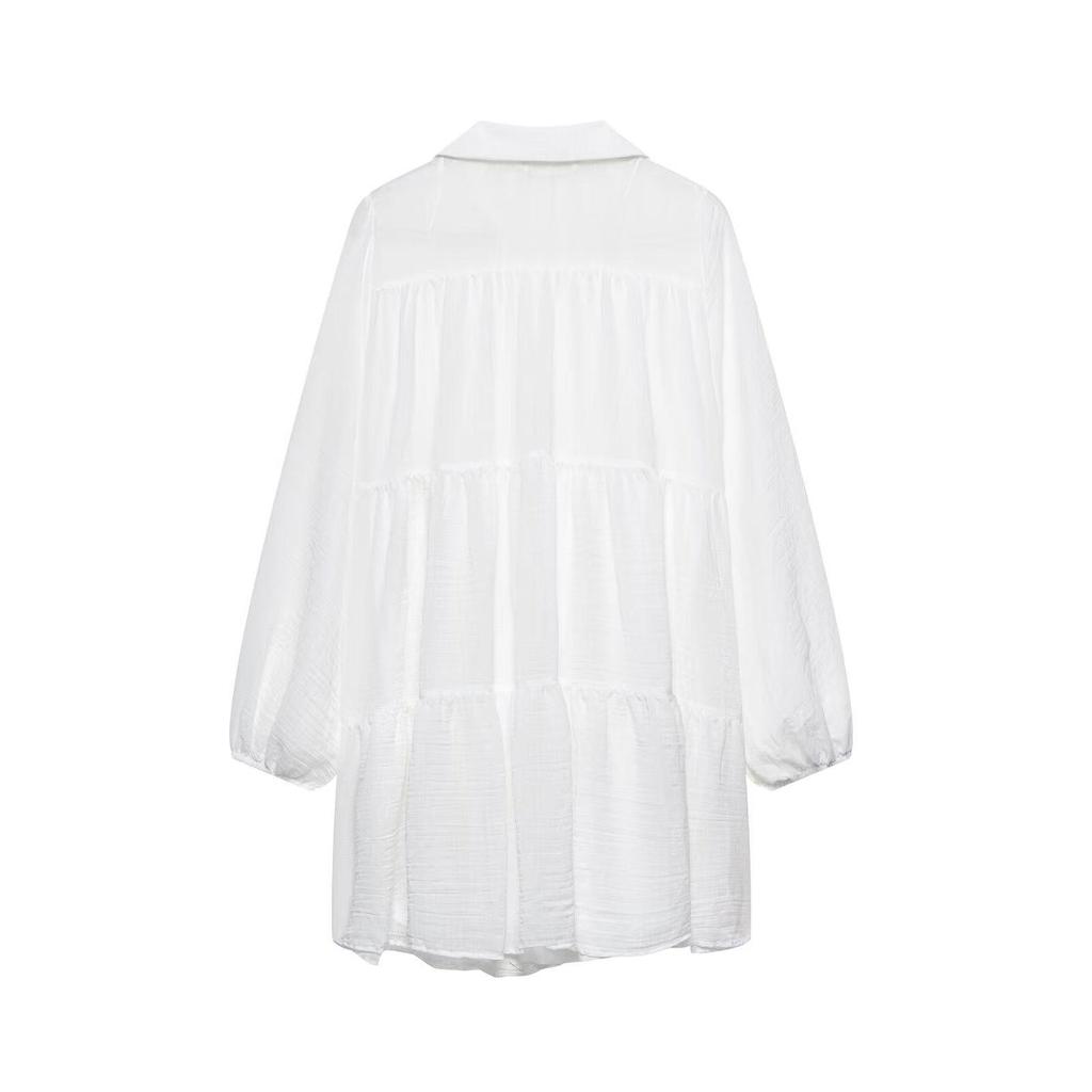 TAOP&ZA Spring/Summer Women's Loose Turn-Down Collar Long Sleeve Casual Dress