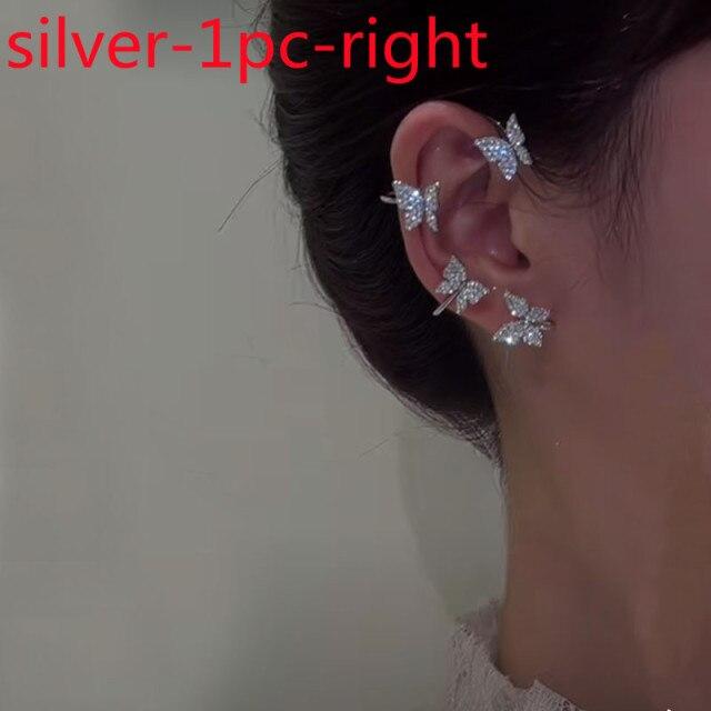Stylish Fashionable Bohemian No Piercing Crystalline Rhinestone Leaf Ear Cuff Earrings Fake Piercing Clip For Women Earrings Jewelry BijouxTrendy Cuff