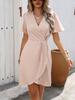Damen Sommer Elegantes Kleid - Raffung an der Taille Einteiler Kurzarm Polyester