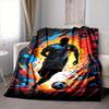 1Pc Soccer Player Action Flannel Blanket, Soft And Comfortable, Casual Warm, Camping Travel, Christmas, Halloween Xmas Gift N1309
