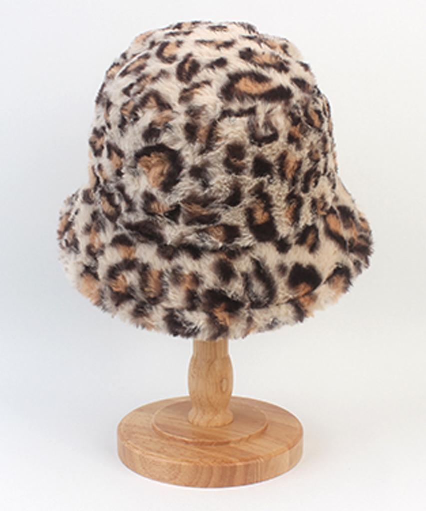 Yunibeosyeolkemiseuteuli Fur Leopard Ivory Bucket Hat Leopard Bucket Hat