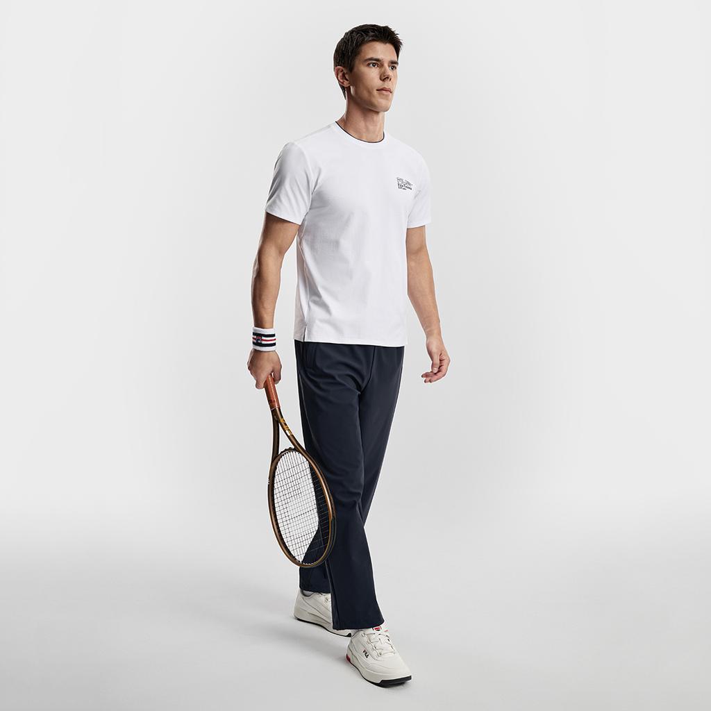 FILA Tennis Fashion Classic Minimalist Retro Sports Casual Versatile Comfortable Short Sleeve T-Shirt Men tops Jade-White A11M613102FWT