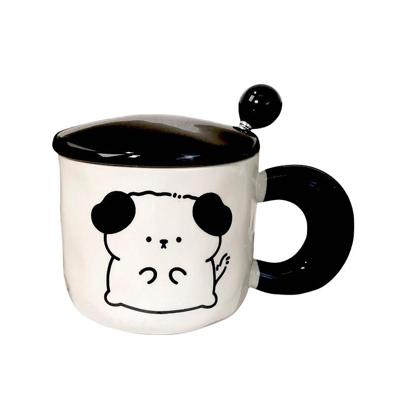 Niedlicher kleiner Tierbecher mit Deckel Löffel Keramiktasse für Mädchen Souvenir Wasserbecher Gedenk Geburtstagsgeschenk