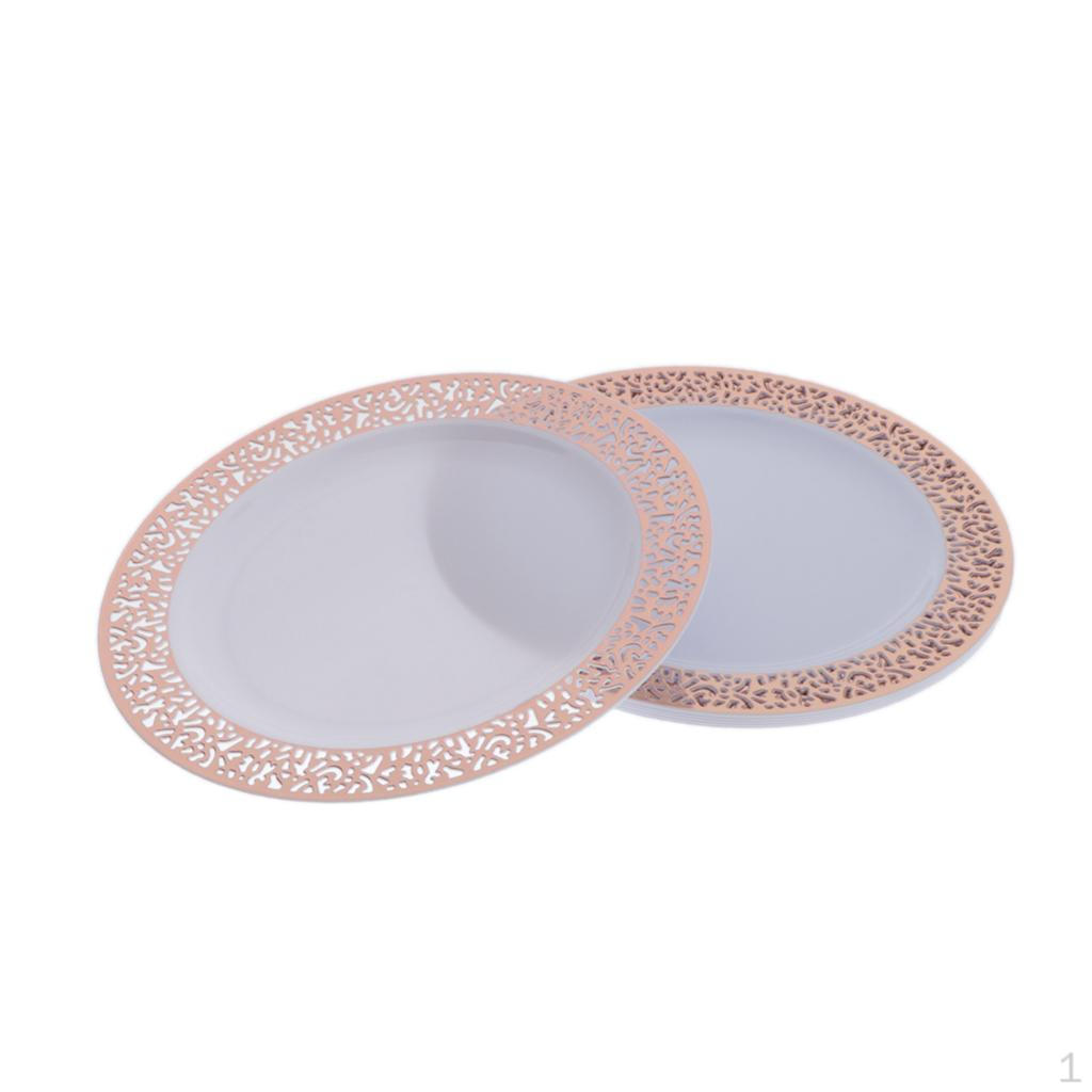 

Дизайн края пластиковых блюд свадьбы ужина партии устранимый полый розового золота