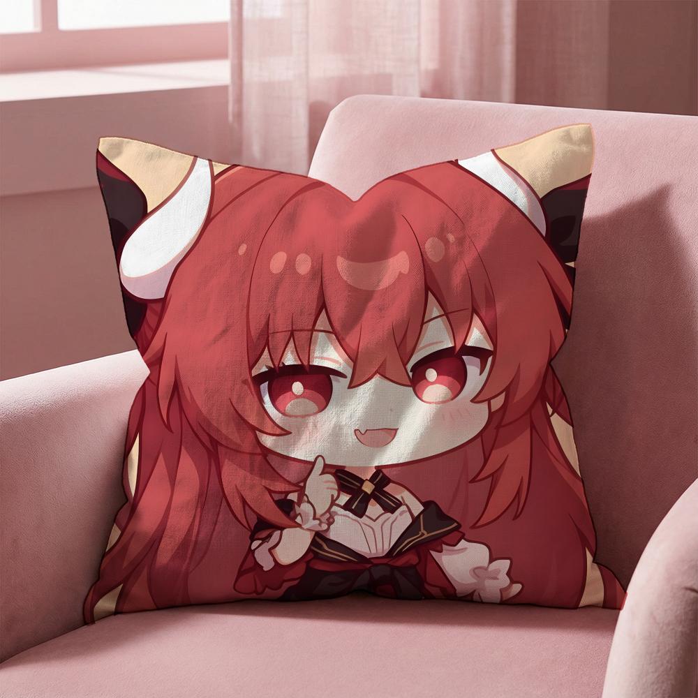 D-DATE A LIVE ANIME Cushion Cover Multi-Scene Pillow Cover for Home & Car - Reversible, Soft & Durable for Daily Use