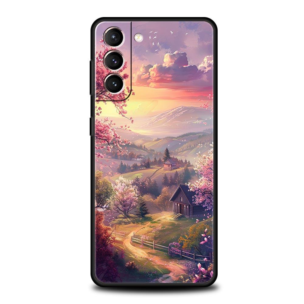 Korean Flower Phone Case for Samsung Galaxy S26 S25 S24 S23 S22 S20 S21 FE Ultra S25 Edge Plus 5G Soft TPU Cover Fundas Capa Bag