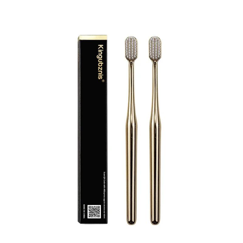 Kingubznis Gold Toothbrush Luxury Gold Silver Teeth Brush Men Women Adult Toothbrushes New Electroplated Dental Brushes