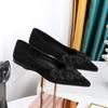 Women's Pointed Toe Suede Flats with 3D Floral Decor Slip-on Elegant Casual Shoes