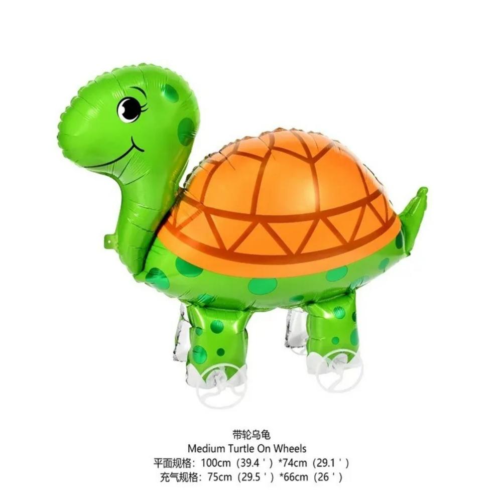 16pcs Cute Walking Animal Foil Balloons with Wheels Walking Wheels Elephants Dinosaurs Lions Rabbits Children's Toy Balloons