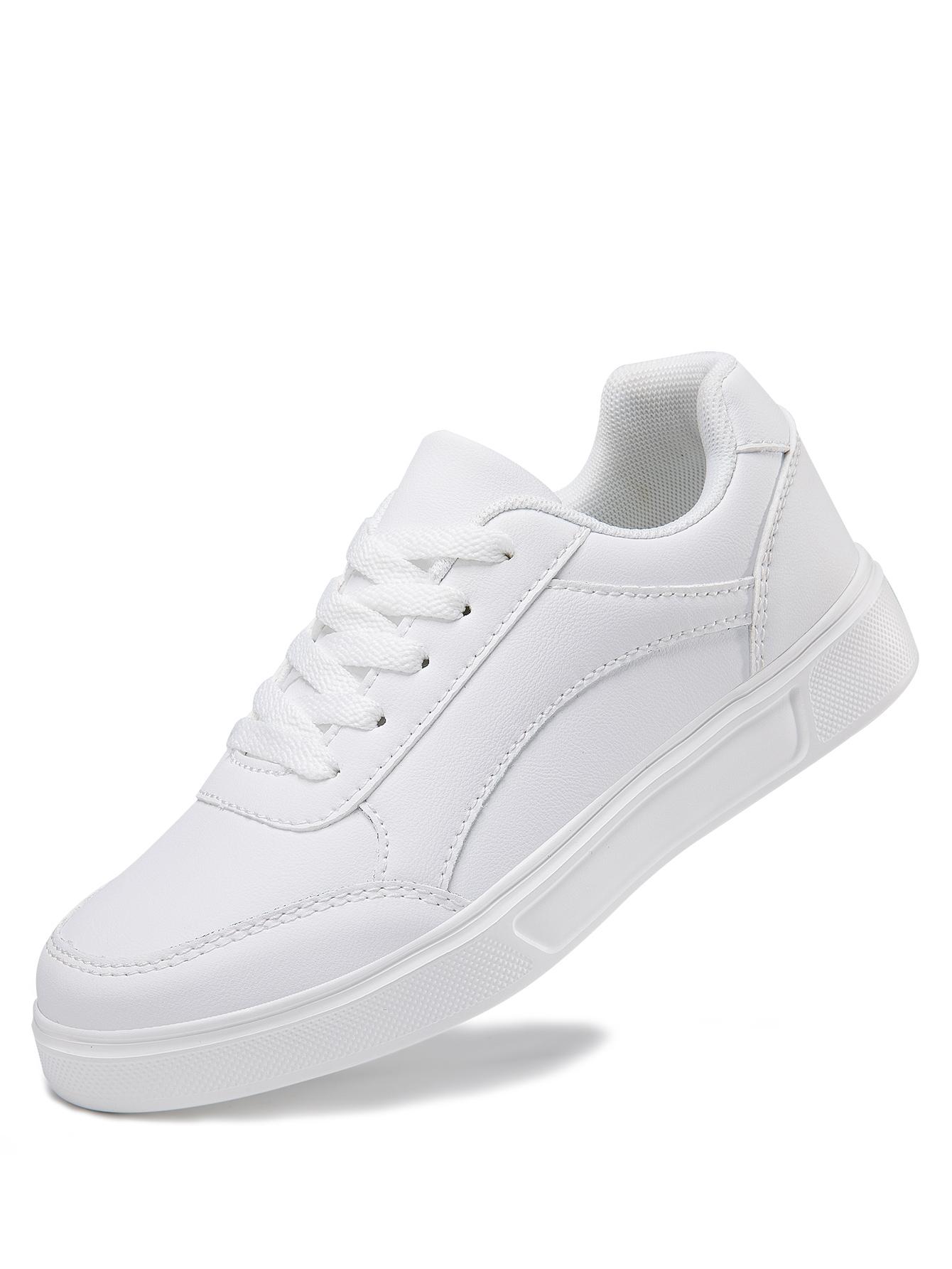 

Baasploa Women Casual Sneakers Leather Platform Sneakers for Women Classics Comfort Skateboarding Shoes Non-Slip 42 білий