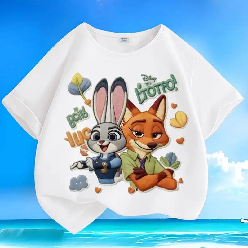 

Новая свободная футболка Disney Зверополис с принтом, универсальная для лета, подходит для детей 100
