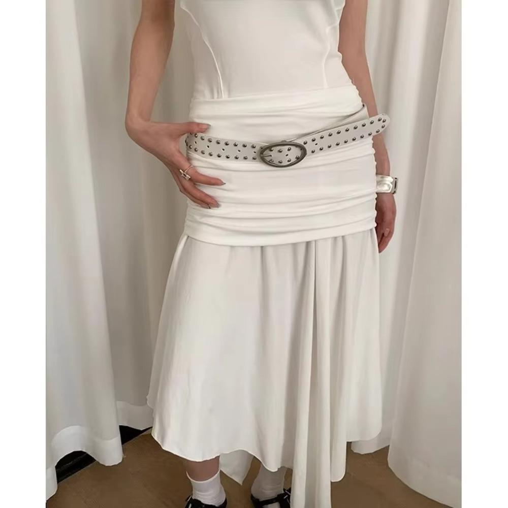 Alloy Buckle Y2K Belt Pu Leather Skinny Waist Straps Retro Bohemian Rivet Belt  Women