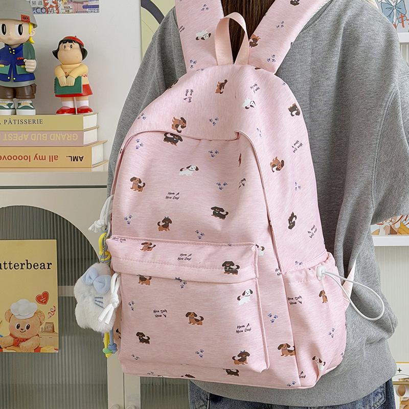 Schoolbag cute puppy schoolbag girls junior high school backpack high value ins style niche backpack casual versatile