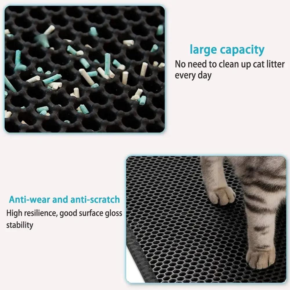 Alfombrilla para Arena de Gato Doble Capa EVA Almohadilla para Arena de Gato Agujero Grande Antideslizante Filtro de Arena para Gato Alfombrilla para Caja de Arena para Gato Accesorios para Gatos
