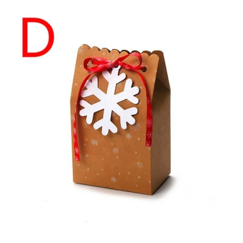 1 Pcs Kraft Paper Bag With Ribbon And Card Tag Packaging Gift Box Wrapping Christmas Party Supplies