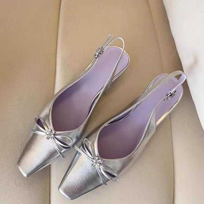 

Fashion Summer High Heel Butterfly-knot Women Sandal Fashion Pointed Toe Singbacks Shoes Ladies Elegant Dancing Party Pump Zapatos Mujer 42 серебряный