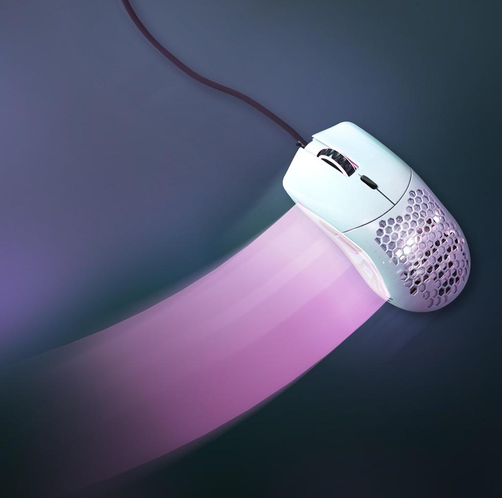 Glorious Model O Gaming 6 Programmable White Mouse, White, Wired, Lightweight, RGB, Buttons, USB, (58g)