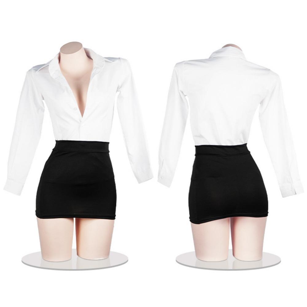 Domila Sexy Secretary Uniform Suit Seduction Hips Passion Nightclub Female White Collar Pure Desire Cosplay