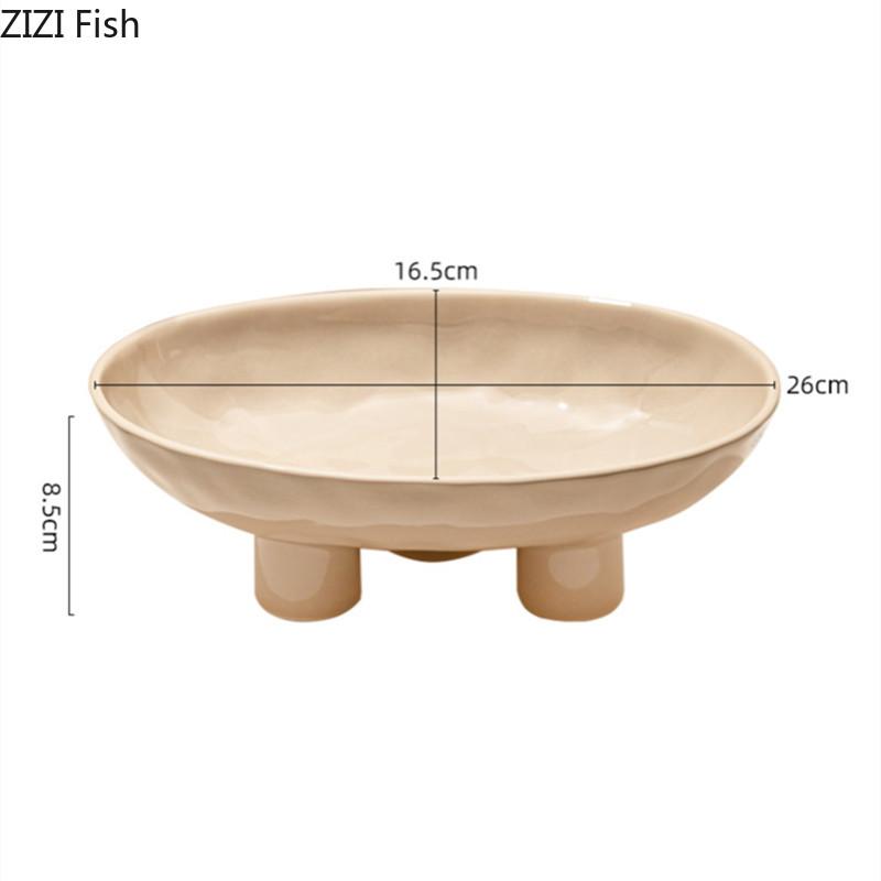 Ceramic Fruit Plate Wedding Party Snack Candy Tray Cake Dessert Plate Light Luxury Home Decoration Art High Foot Fruit Plate