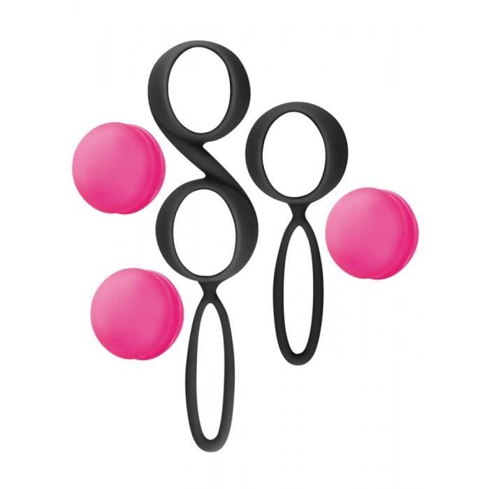 Boules de Geisha - Yoba - Rééducation Périnée - Silicone - Rose et Noir - Interchangeables