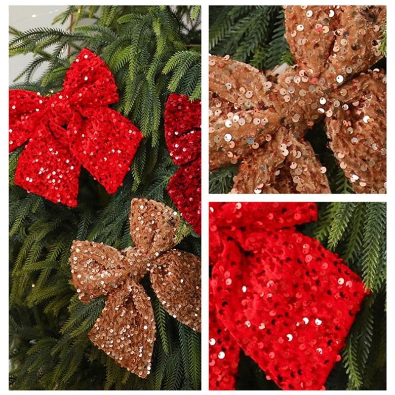 Soft Velvets Christmas Decoration Bows Hanging Pendant Bowknot Ornament Gift Embellishment Accessories Decorative Accent