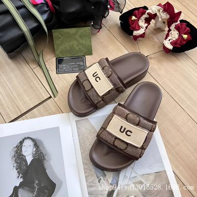 20 New Slippers Women's Summer Wear Thick Bottom Printing Embroidered Letters Large Size Casual Cool Slippers
