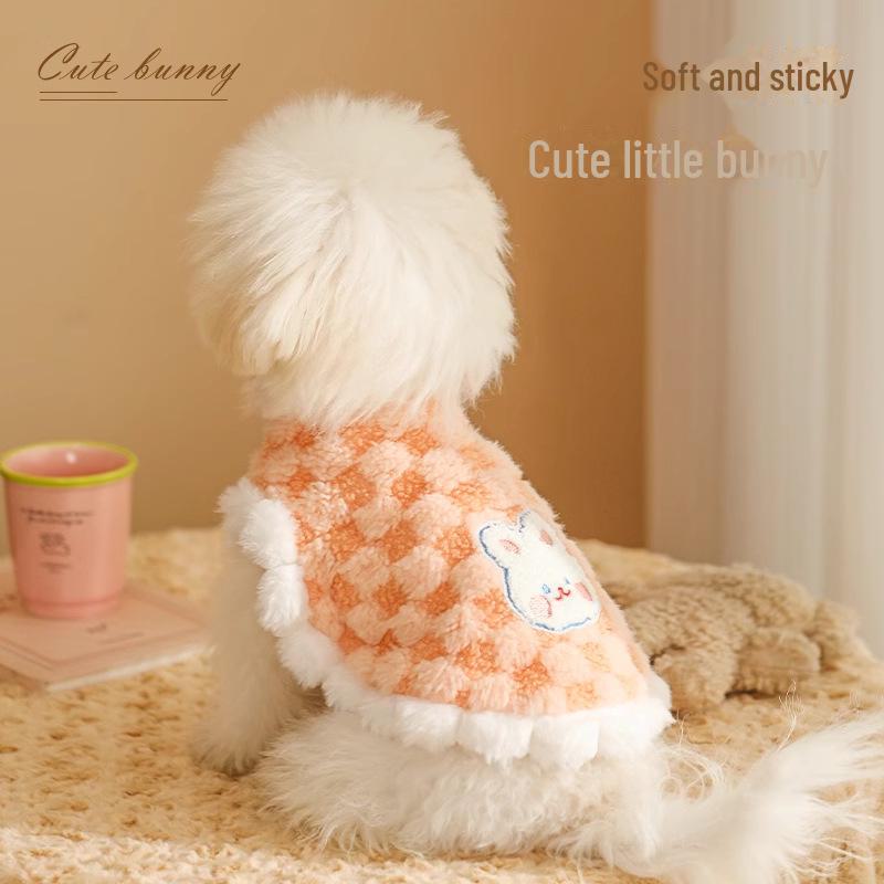 Karierte Plüsch Haustierweste für Katzen & kleine Hunde - Warme Herbst-/Winter-Outdoor-Bekleidung