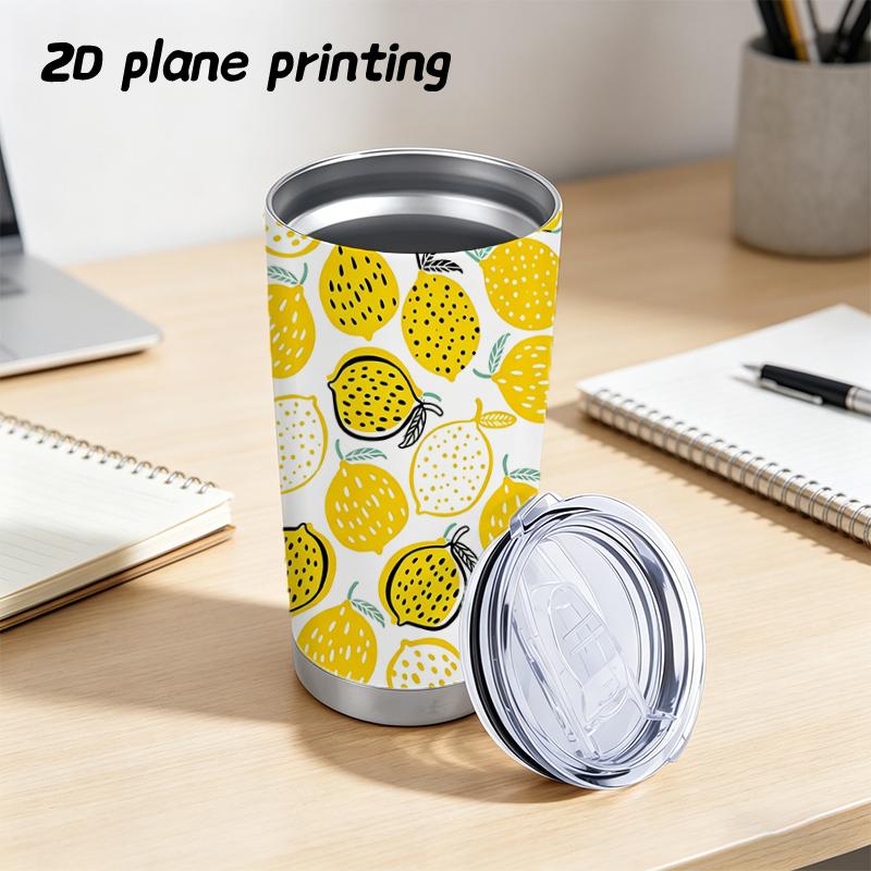 Car Tumbler 591ml Refreshing summer fruit elements Straw Cup Insulated Travel Cup Leakproof Tumbler Coffee Tumbler Straight Tumbler