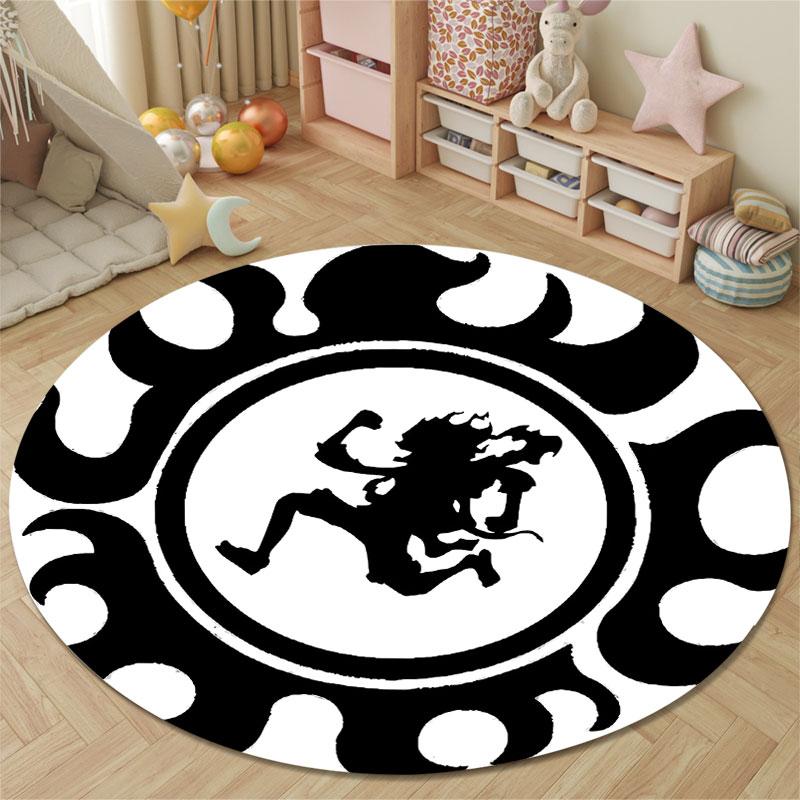 Glam Round Butterfly Multicolor Area Rug, Non-Slip Floor Mat for Kitchen