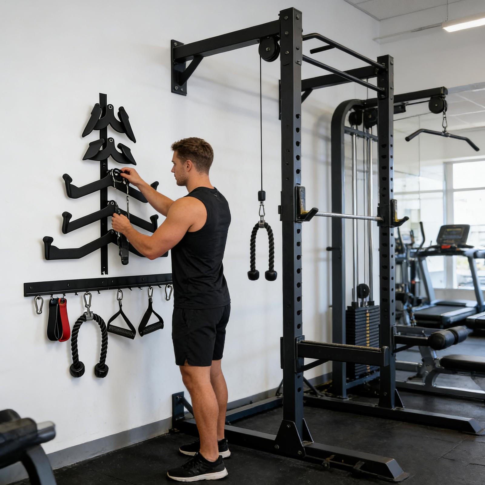 

Pull Down Bar Storage Rack 5-Piece Wall-Mounted Space-Saving Holder Exercise Machine Attachments Holder For Resistance Bands China Mainland