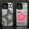 Cool Pink Five-Pointed Star Phone Case For IPhone 16 15 14 13 12 11 Pro Max Laser Hard Shockproof Cover Case Funda Bumber