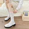 Winter and Autumn Cotton Socks - Children's Grey Calf-length Socks, Double-needle Thick Yarn Knitted Socks, Long Tube Knee-length Socks
