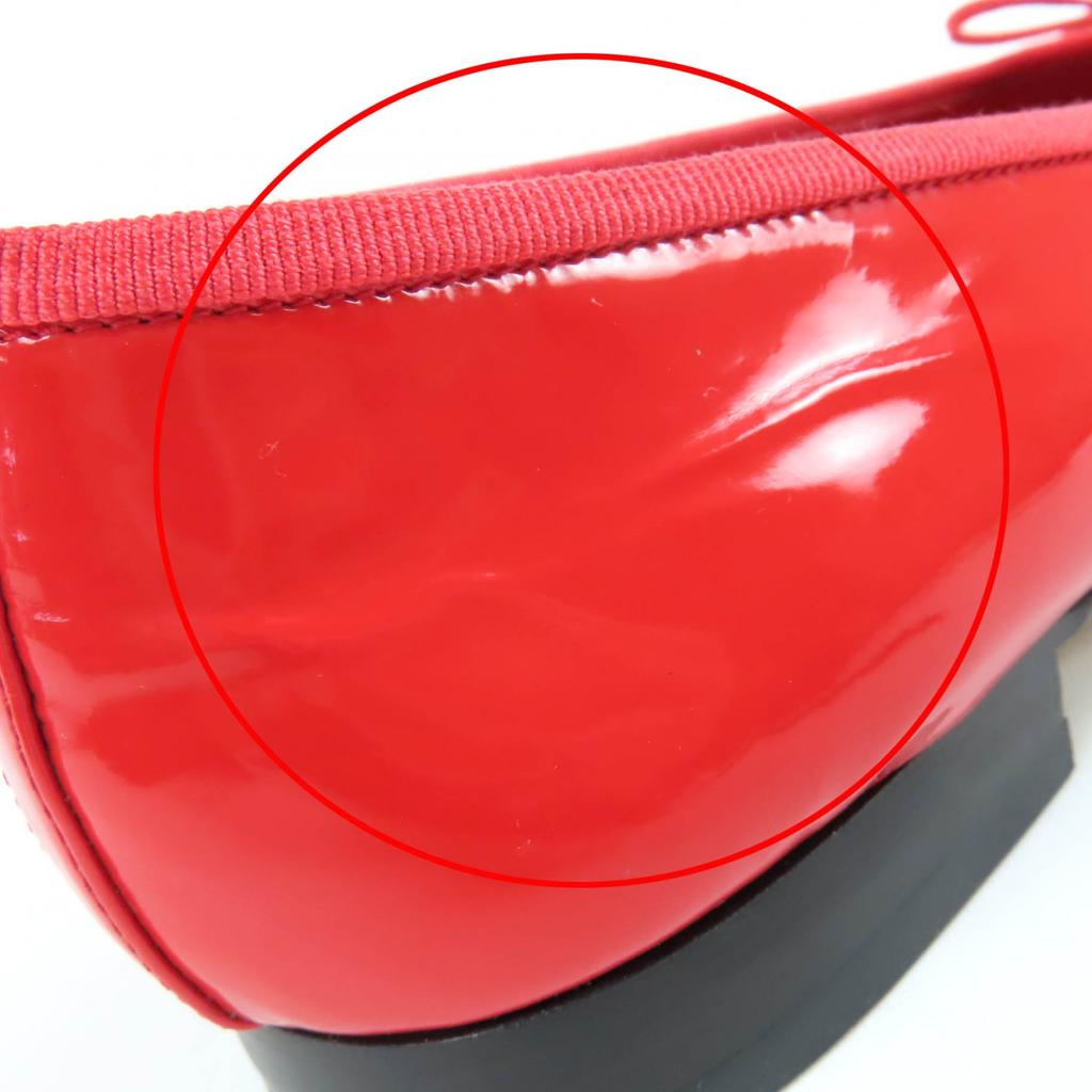 Chanel Ballet Shoes COCO Mark Two-tone Flats Red Black Patent Leather 36 G02819 Used