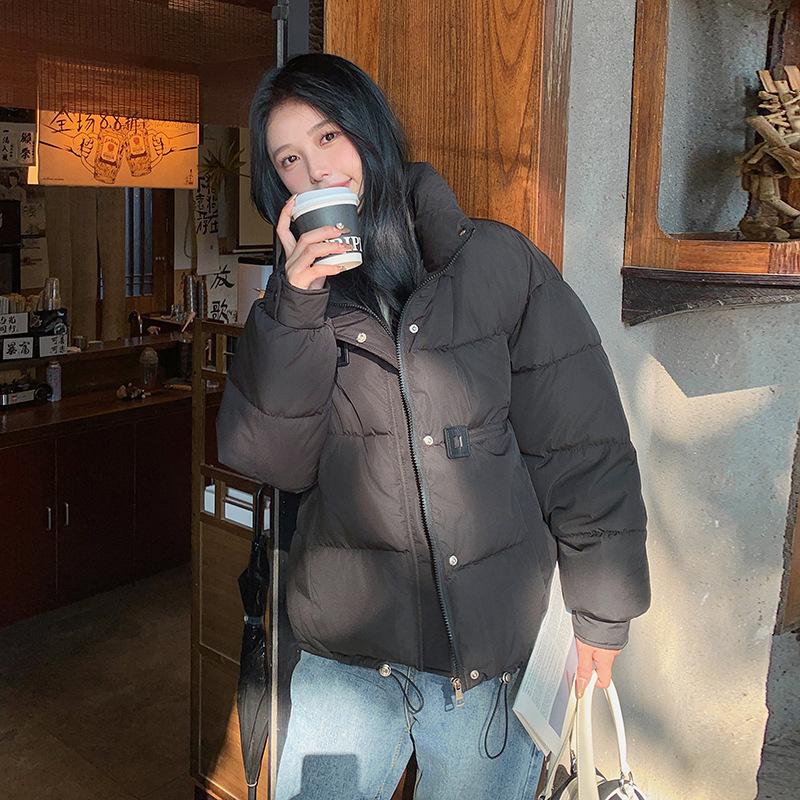 Women's Autumn and Winter Coat Hooded Short Solid Color Loose Thickened Windproof Women's Jacket