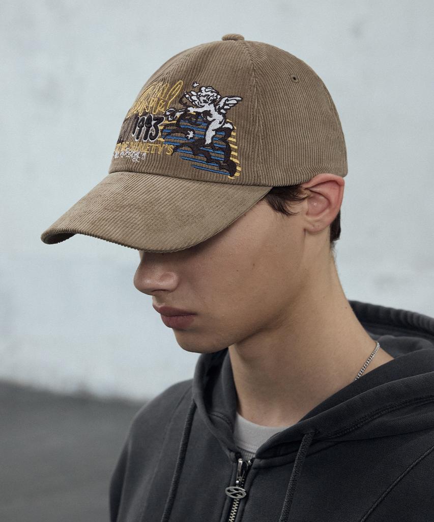 1993STUDIO Angel Corduroy Ball Cap_Dark Beige