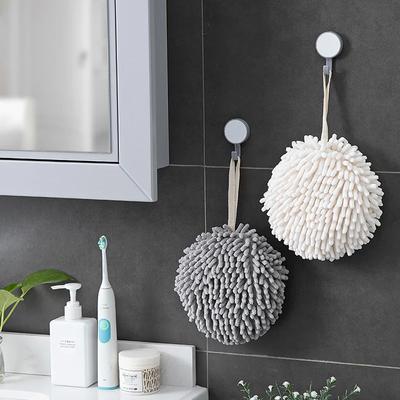 Microfiber Towels Chenille Hand Towels Kitchen Bathroom Hand Towel Ball with Hanging Loops Quick Dry Soft Absorbent
